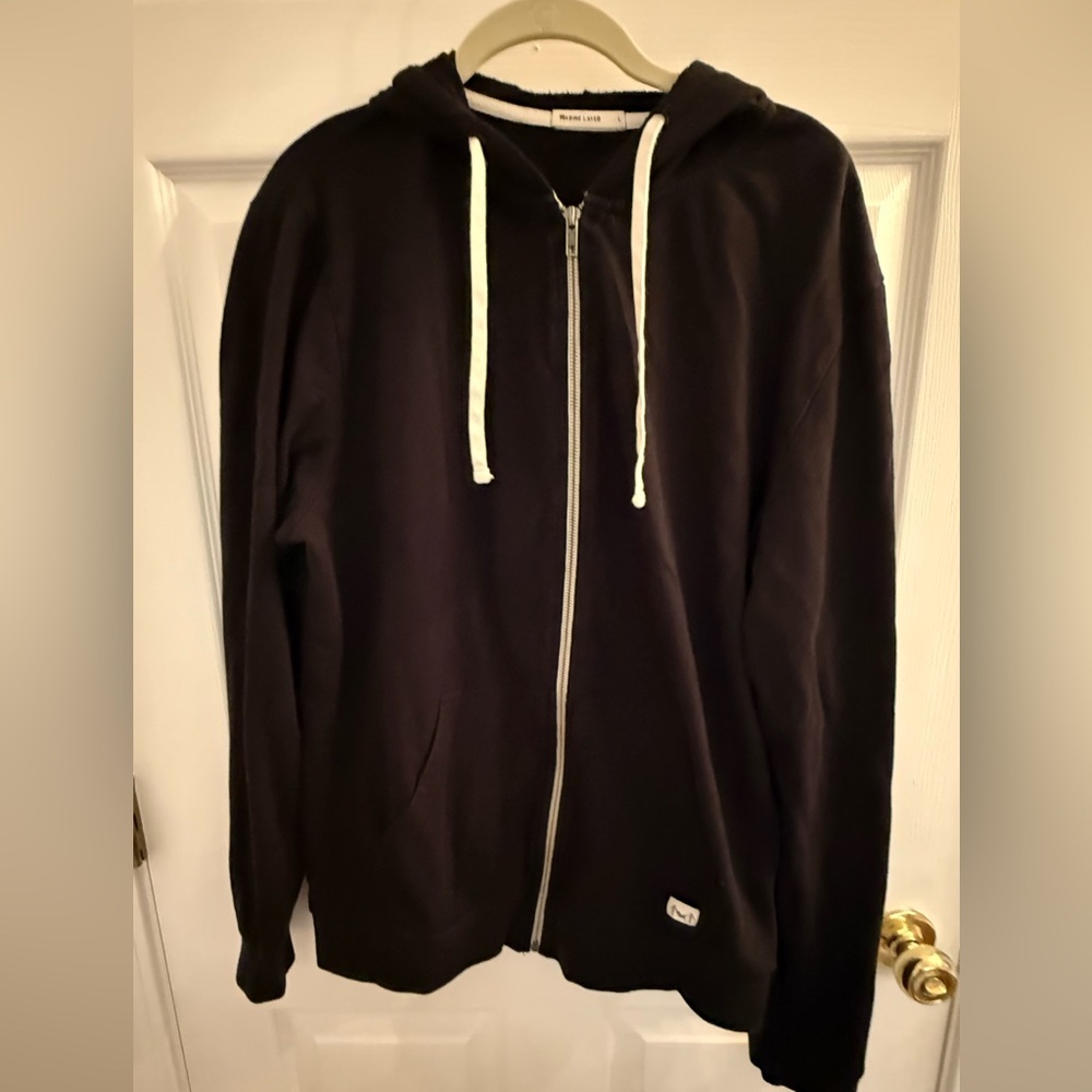 Marine Layer Black Zip-Up Sweatshirt